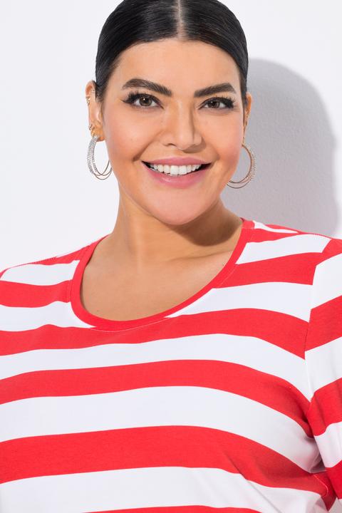 Produktbild Ulla Popken T-Shirt, Ringel, Classic, Rundhals, Halbarm, Taschen (56)