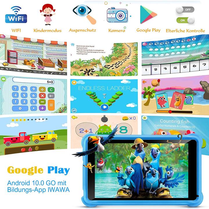 Produktbild QunyiCO Kinder Tablet (nur WLAN, 7", 32 GB, Blau)