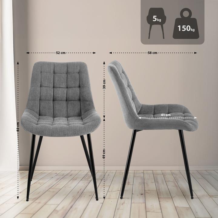 Actual product image CLP Sardna dining chair upholstered in corduroy with backrest