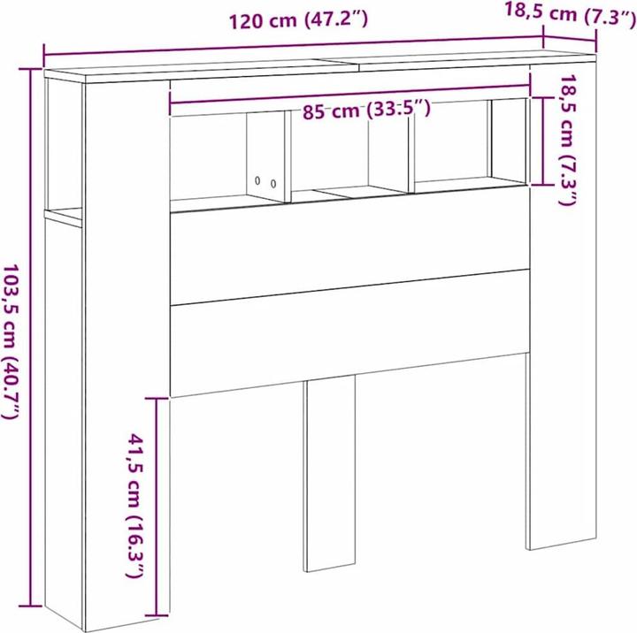 Image du produit vidaXL LED Kopfteil (120 x 18.50 x 103.50 cm)