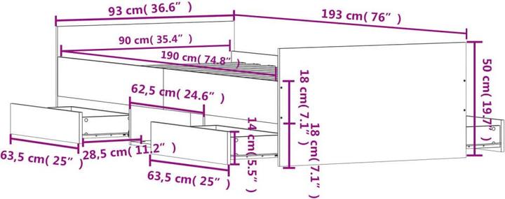 Immagine prodotto vidaXL Bettgestell (90 x 190 cm)