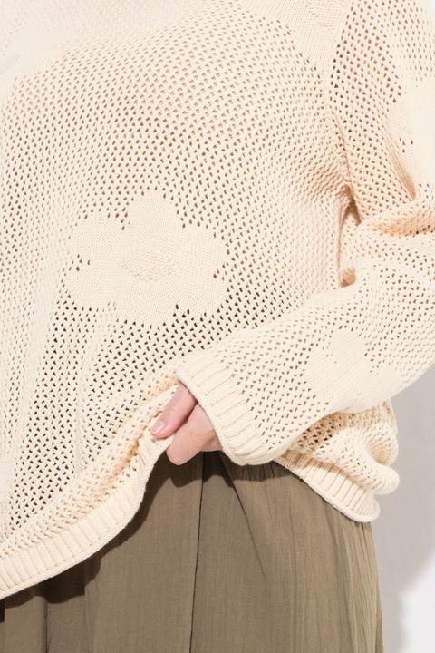 Produktbild Ulla Popken Pullover, Lochstrick, Rundhals, Langarm (50, 52)