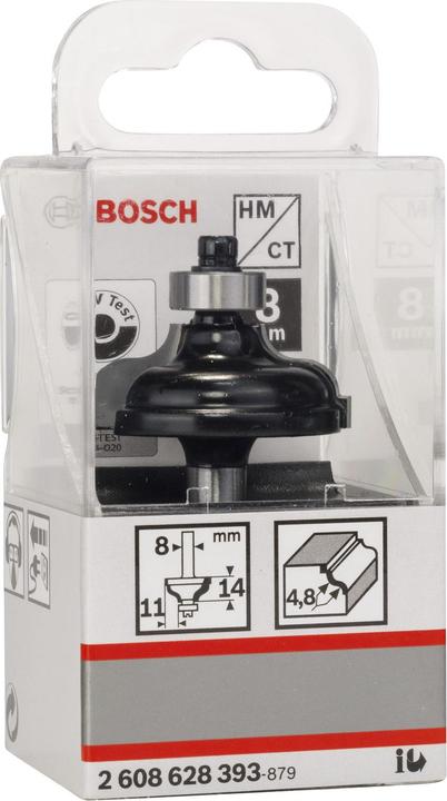 Produktbild Bosch Professional Zubehör Kantenformfräser A, 8 mm, R1 4,8 mm, B 11 mm, L 14,3 mm, G 57 mm