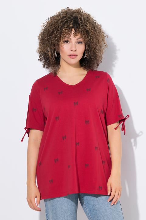 Produktbild Ulla Popken T-Shirt, Schleifen, A-Linie, V-Ausschnitt, Halbarm (58)