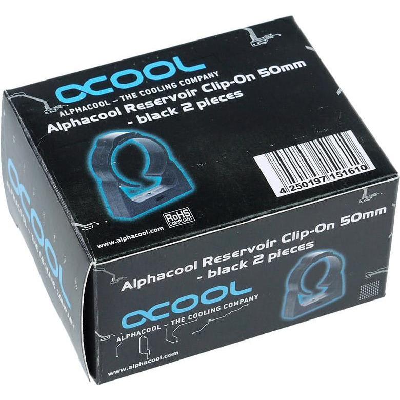 Thumbnail - Alphacool AGB Universal Halterung Clip-On 50mm Schwarz 2 Stück, Wasserkühlung Komponenten Zubehör, Schwarz