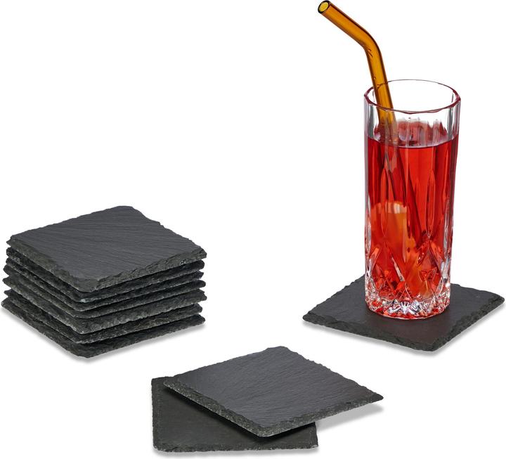 Produktbild Relaxdays 10x Schiefer-Untersetzer (10x, Glasuntersetzer)