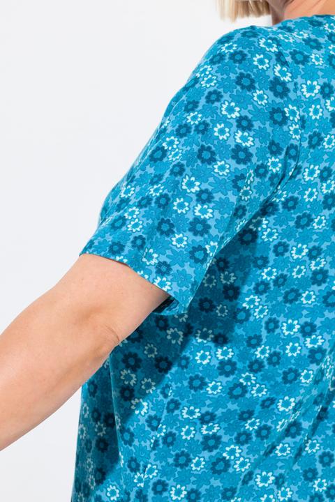 Immagine prodotto Ulla Popken Maglia dal taglio lungo e svasato con fiori, scollo a girocollo e mezze maniche (50, 52)