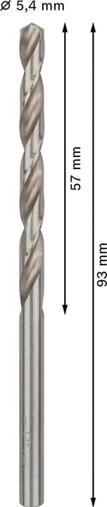 Actual product image Bosch Professional Zubehör PRO Metal HSS-G twist drill, 5.4 x 57 x 93 mm (5.4 mm)