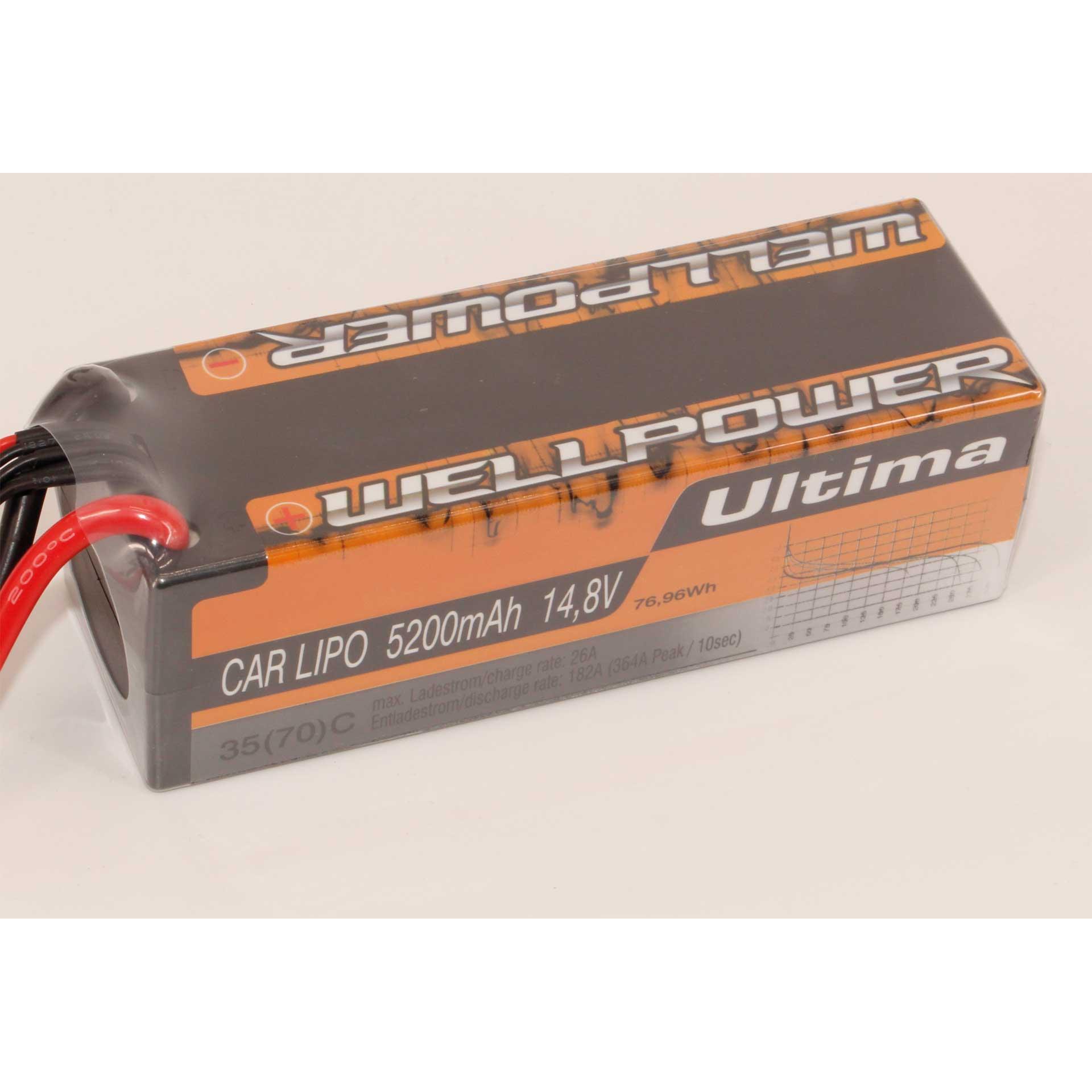 Thumbnail - Wellpower LIPO AKKU ULTIMA CAR 5200 MAH / 14,8 VOLT 4S 35/70C XT-90 (14.80 V, 5200 mAh)