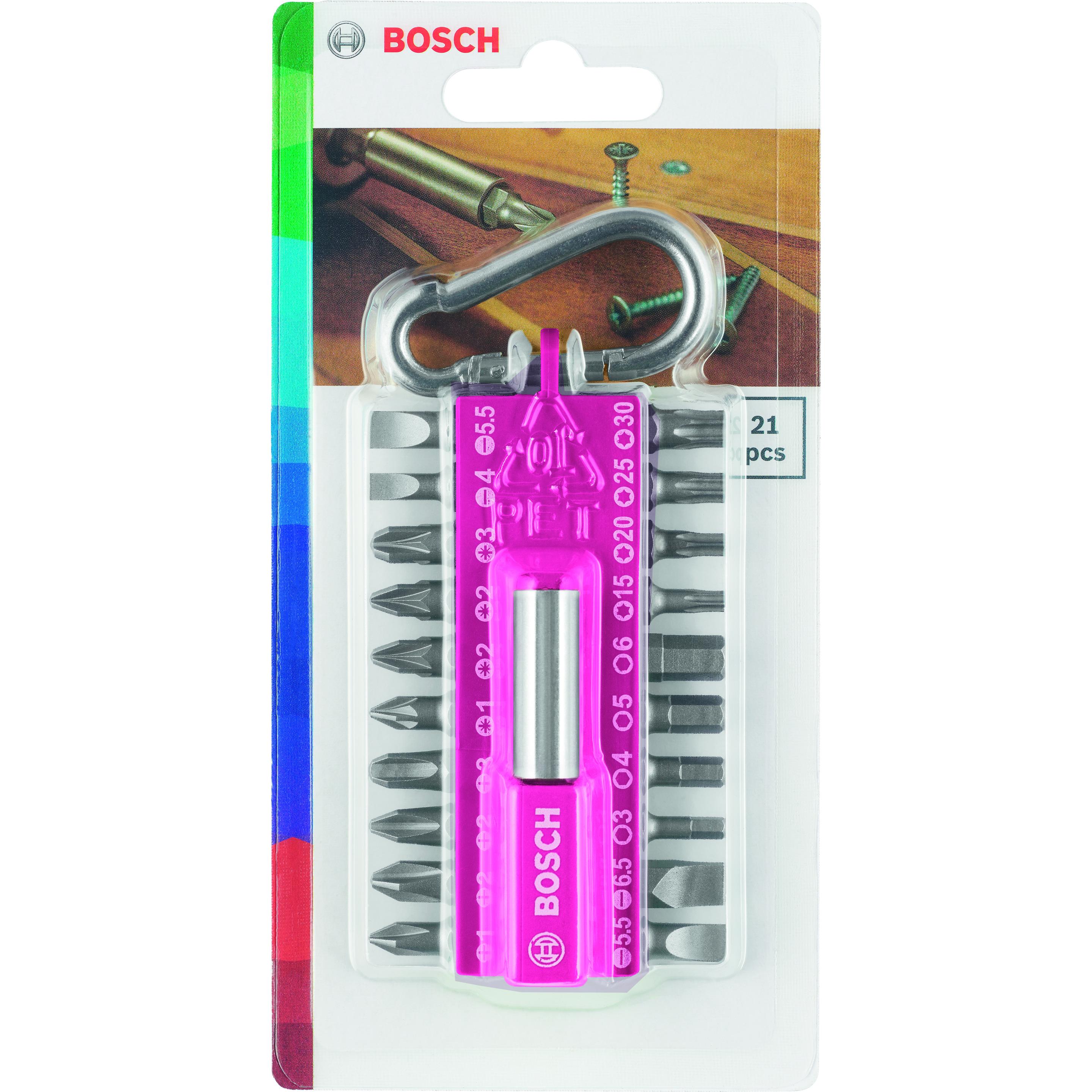 Thumbnail - Bosch Zubehör, Bits, 21-teiliges Schrauberbit-Set mit Snap-hook, Pink (Innensechsrund TX M20, Innensechsrund TX M30, Inn...