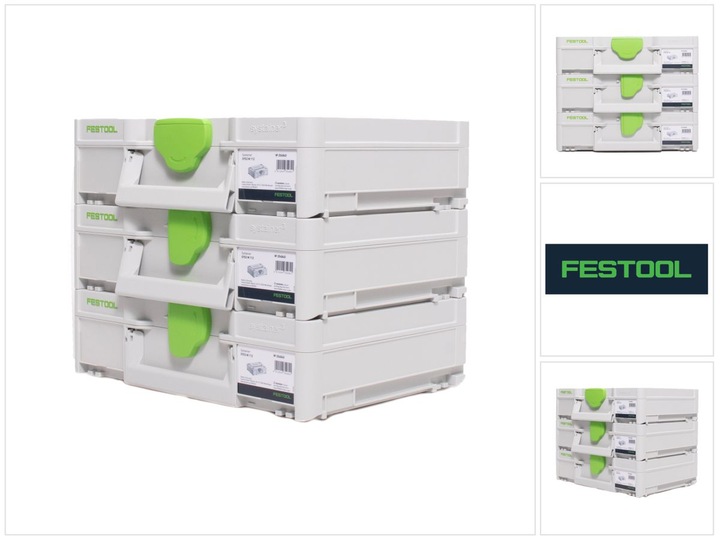 Produktbild Festool Systainer Set 3x SYS3 M 112 ( 3x 204840 ) 7,7 Liter 396x296x112mm Werkzeugkoffer koppelbar (3 Teile)