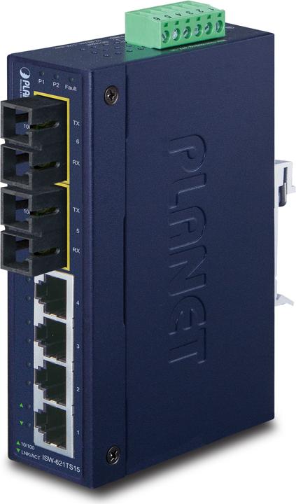 Immagine prodotto Planet Switch industriale Fast Ethernet 4-Port 10/100 Mbps + 2-Port 100Base-FX SC, Fino a (4 porte)