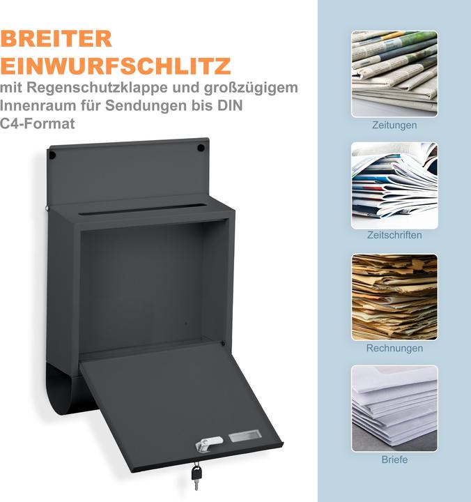 Productafbeelding Relaxdays Briefkasten mit Zeitungsfach