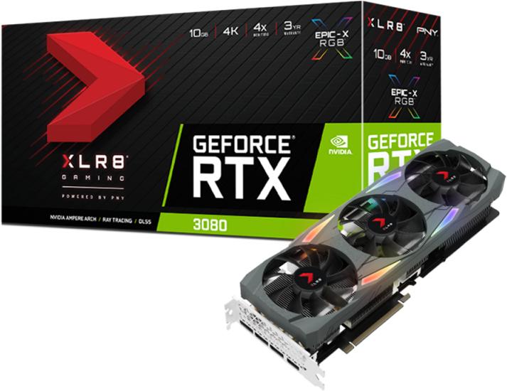 Produktbild PNY VCG308010TFXMPB Grafikkarte NVIDIA GeForce RTX 3080 GDDR6X (10 GB)