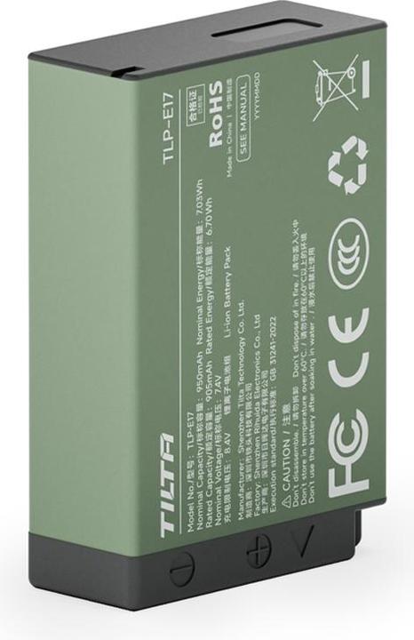 Actual product image Tilta TLP-E17-AG LP-E17 Battery w/ USB-C Input 950mAh - Ash Green