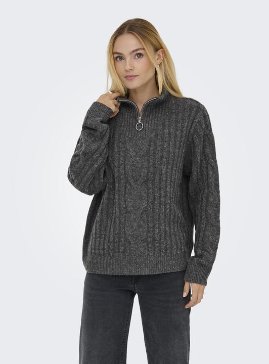 Produktbild JdY Reissverschluss-Zopfstrick- Strickpullover (XL)