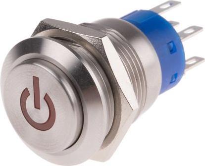 Produktbild RS PRO 19mm,stainless,HB,DPDT,Pwr,Rd,220V