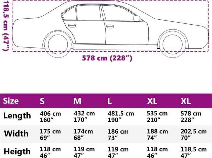 Nutritional values and ingredients vidaXL Car cover for saloon hail protection full XXL & silver