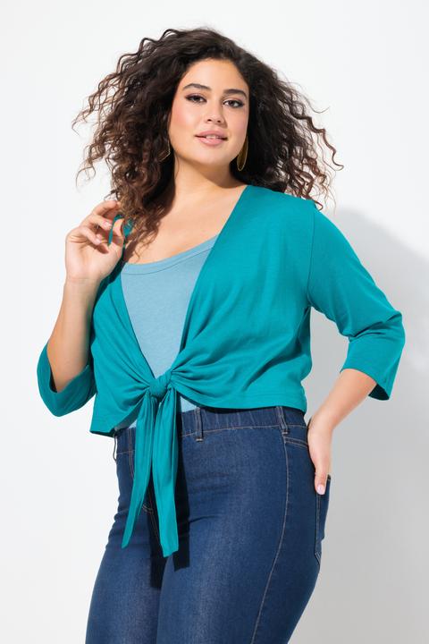 Image du produit Ulla Popken Boléro en jersey noué à la taille. Veste courte à manches 3/4 (46, 48)