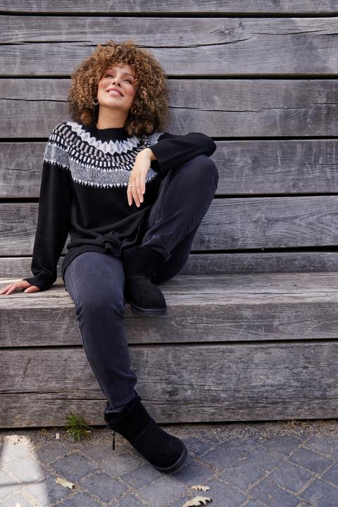 Produktbild Ulla Popken Norweger-Pullover, Rundhals, Langarm, weicher Feinstrick (50, 52)