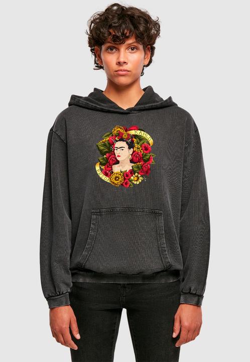 Produktbild Merchcode Ladies Frida Kahlo - Much flowers Acid Washed Oversize Hoody - 178001 (XXL)