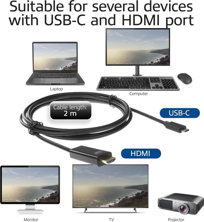 Actual product image USB C — HDMI (Typ A) (2 m, HDMI, 1.4)