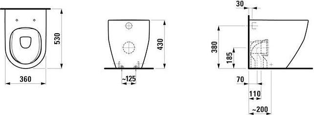 Image du produit Laufen WC au sol PRO, chasse d'eau basse, sans rebord blanc