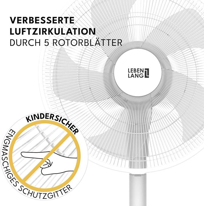 Produktbild Lebenlang Standventilator mit Fernbedienung & Timer (60 dB)