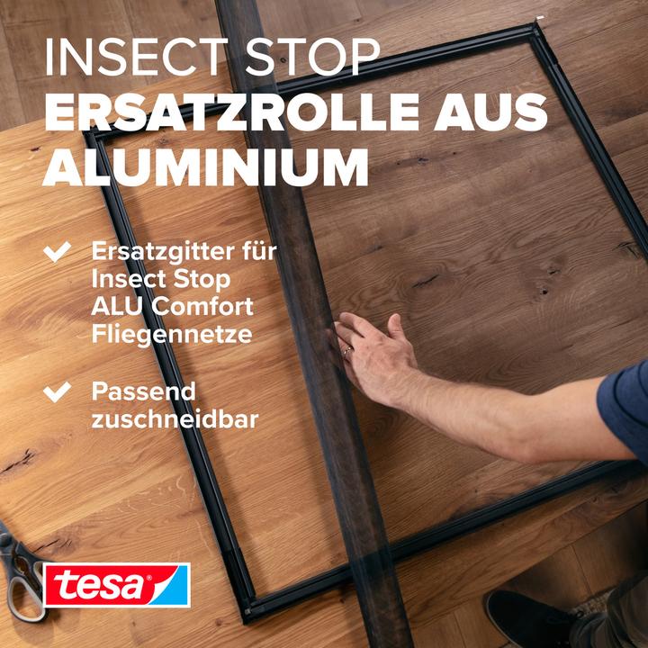 Actual product image tesa Insect screen aluminium COMFORT replacement roll, for windows & doors, without drilling (120 x 250 cm)
