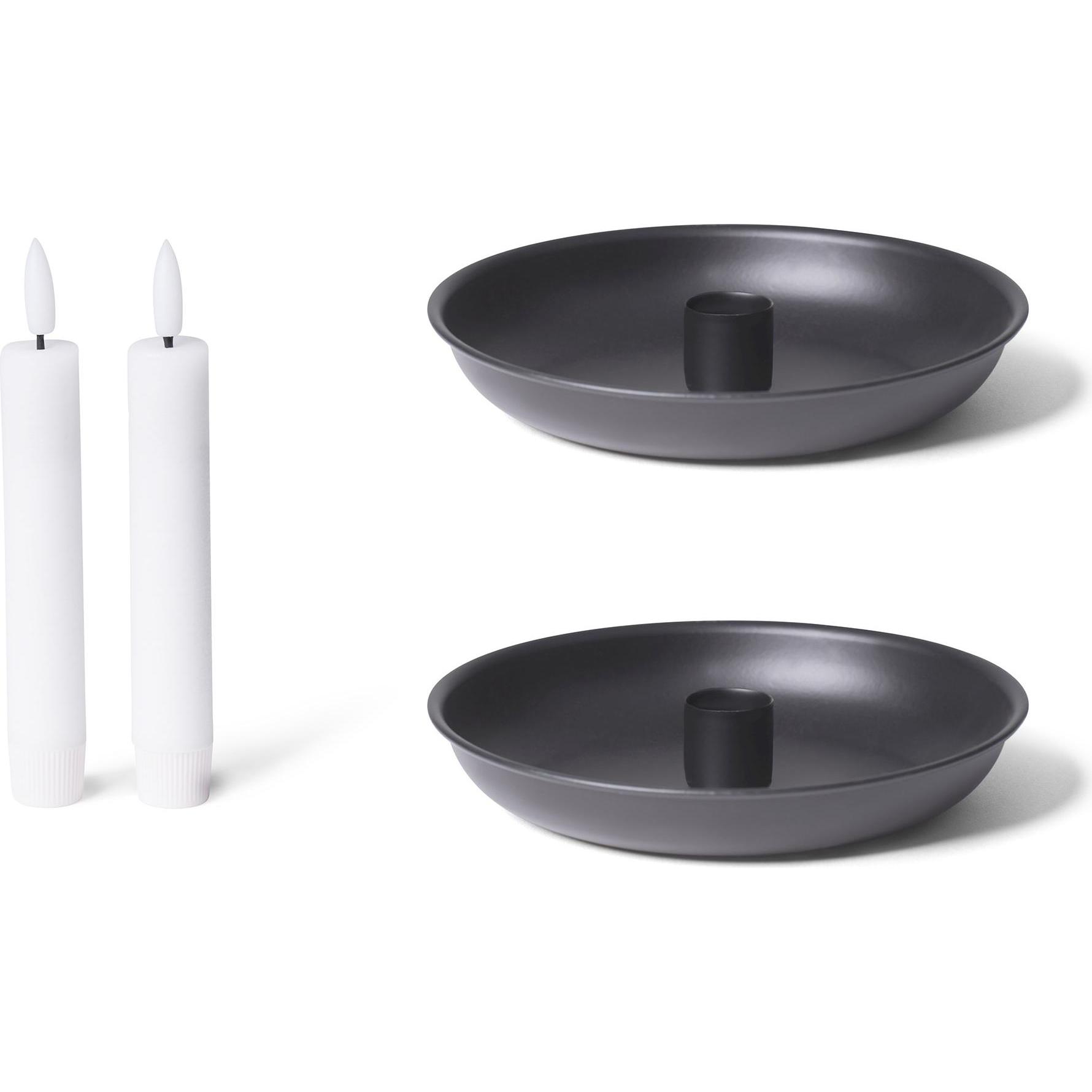 Novaliv, Kerzenständer, 2er-Set Stabkerzenhalter 18cm Metall Kerzenhalter Adventskranz Tafelkerzen SCHWARZ Premium (18 x...