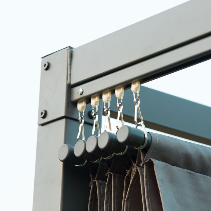 Actual product image Swisshandel24 Pergola Pavillon, Schiebedach, 298x213x221 cm, Grau, wetterfestes Polyester (298 cm, 213 cm)