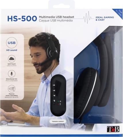 Actual product image T'nB Casque Micro filaire HS-500 (Noir) (Cable)
