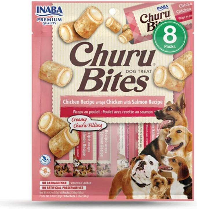 Inaba Churu Bites Chicken with salmon recipe - Hundeleckerli - 8x12g (Senior, 8 Stk., 96 g)