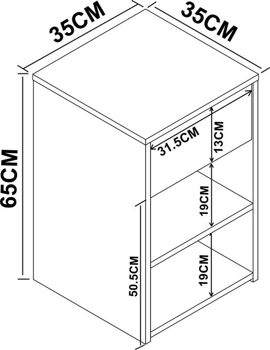 Produktbild VCM Holz Nachttisch Sledo Maxi mit Schublade (35 x 35 x 65 cm)