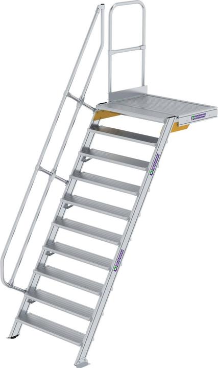 Actual product image Munk Stairs with platform 60ï¿½ step width 1000 mm 10 steps aluminium ribbed (Scaffolding, 199 cm)