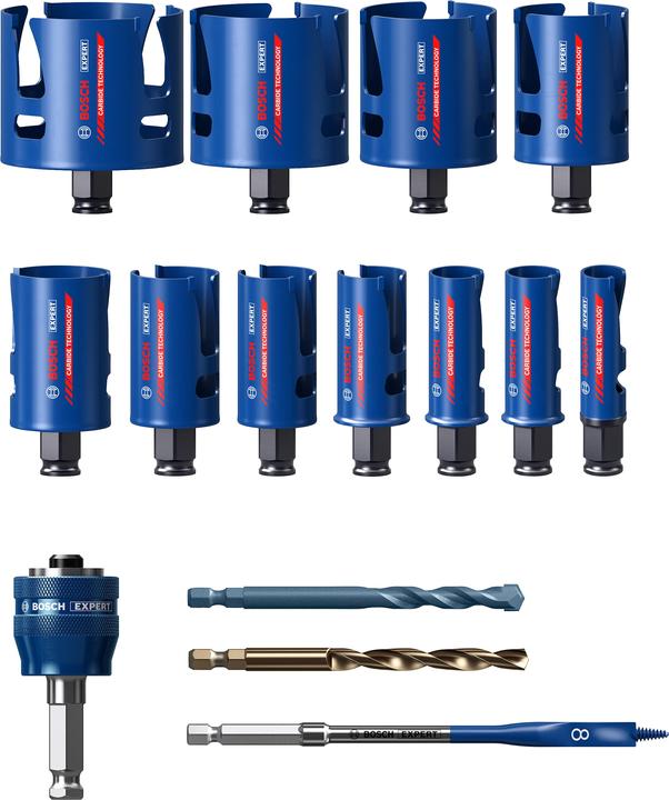 Actual product image Bosch Professional Zubehör EXPERT Construction Material hole saw set 20/22/25/32/35/40/44/51/60/68/76 mm, 15 pcs. (20, 22, 25, 32, 35, 40, 44, 51, 60, 68, 76 mm)