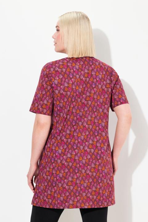 Immagine prodotto Ulla Popken Maglia lunga con design con triangoli, scollo a tunica e mezze maniche (46, 48)
