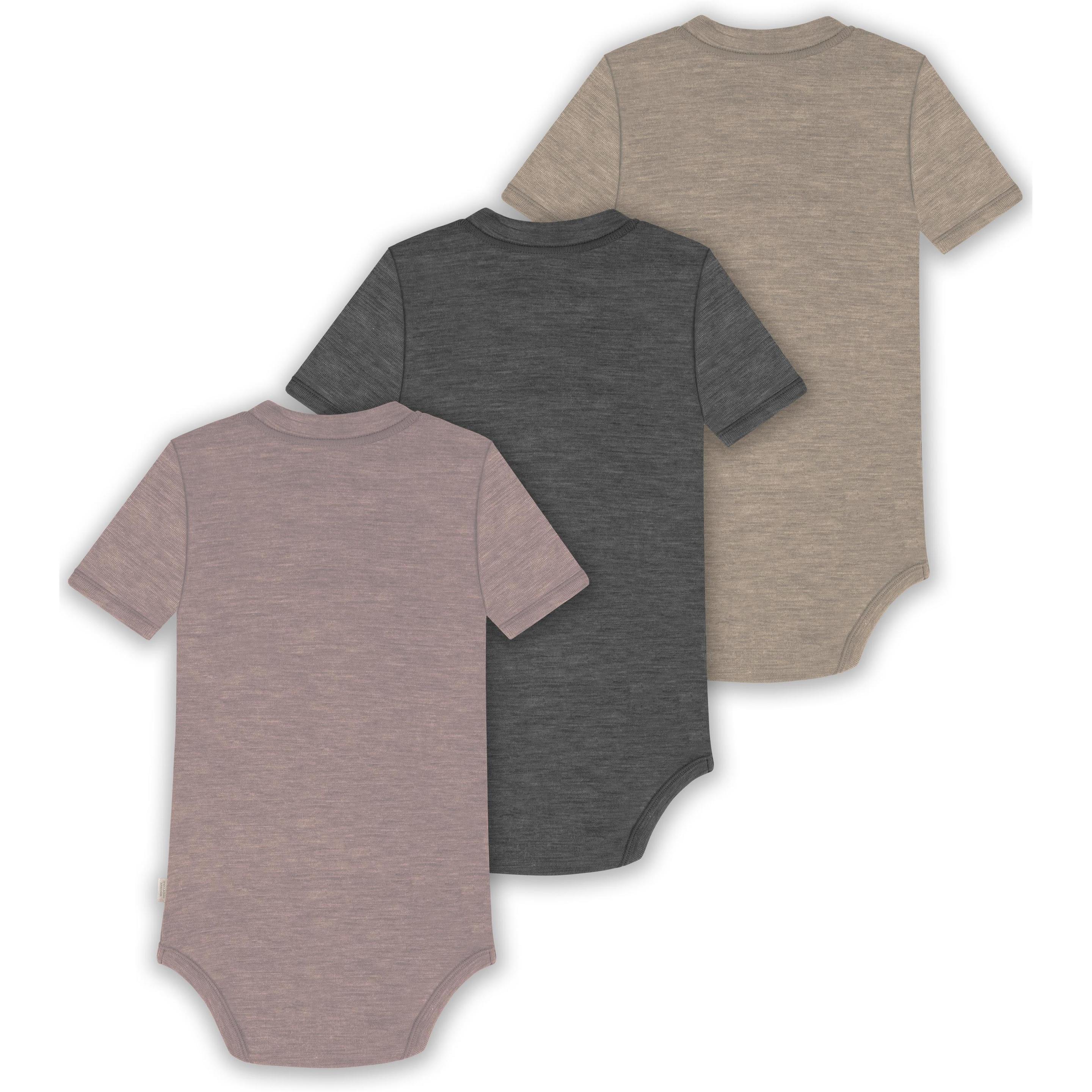 Thumbnail - Normani, Herren, Body, 3er Set Baby Merino Kurzarmbody „Tihoi" - 9323, Beige, (56)