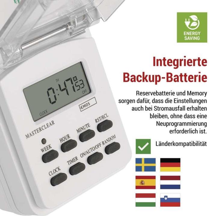 Actual product image Emos Digital Timer Ip44 Schuko