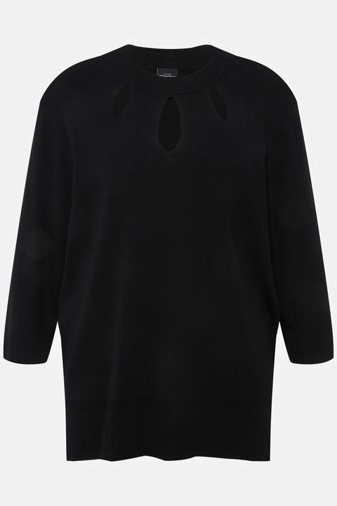 Produktbild Ulla Popken Pullover, Cut-Outs, Stehkragen, 3/4-Arm, Rippstrick (60)