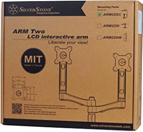 Produktbild Silverstone ARM Two Monitor Tischhalterung (Tisch, 24", 10 kg)