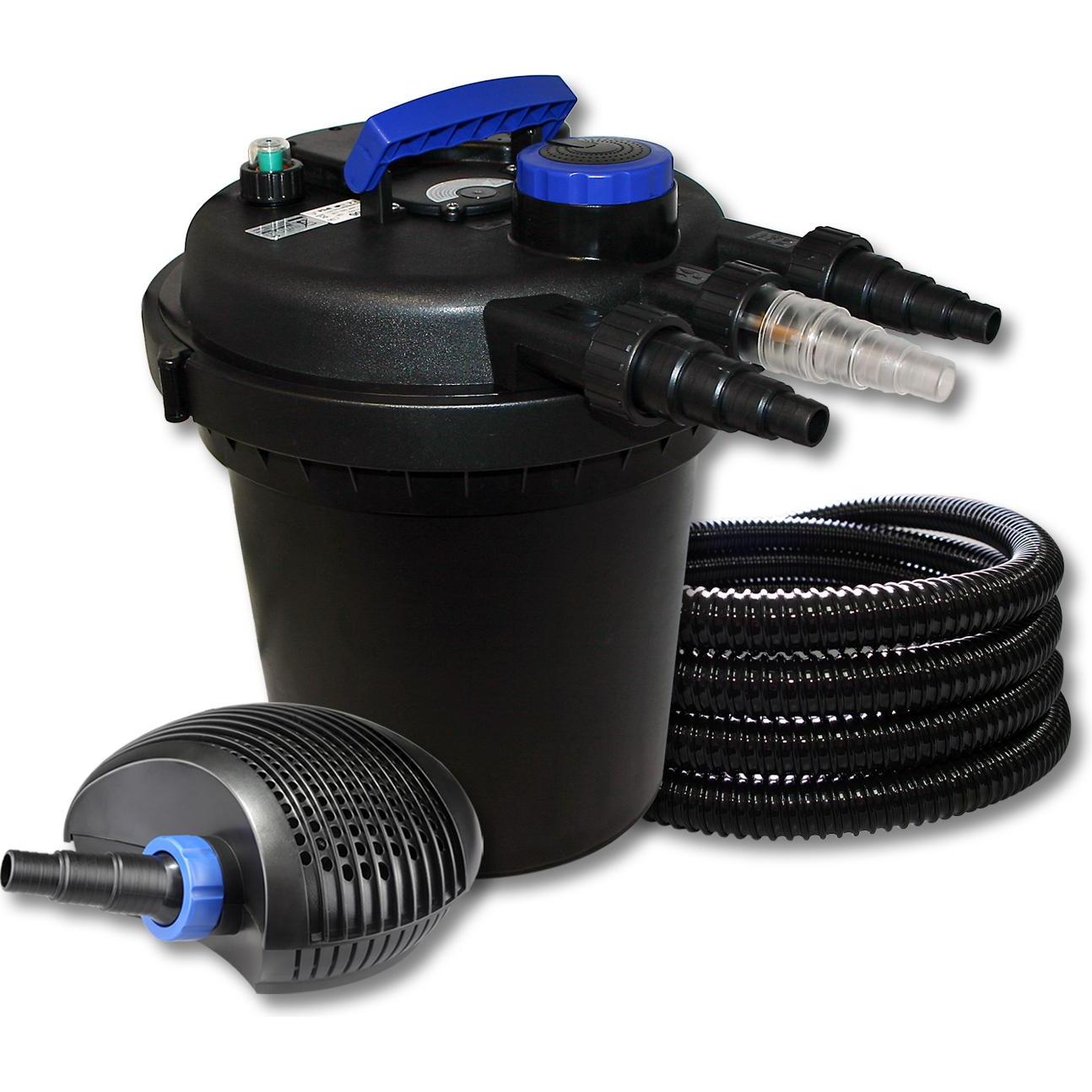 SunSun, Brunnen + Gartenteich, Druckteichfilter Set 10000l 11W UVC Klärer,20W ECO Pumpe 25m Schlauch