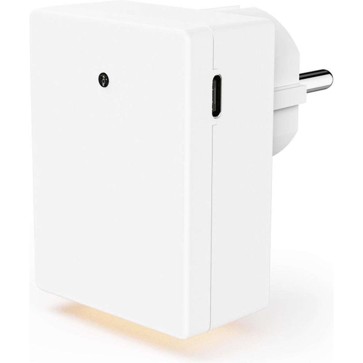 Hama, Luce notturna, LED-Nachtlicht f. Steckdose, 1x USB-A, 1x USB-C, Dämmerungssensor, Warmweiss