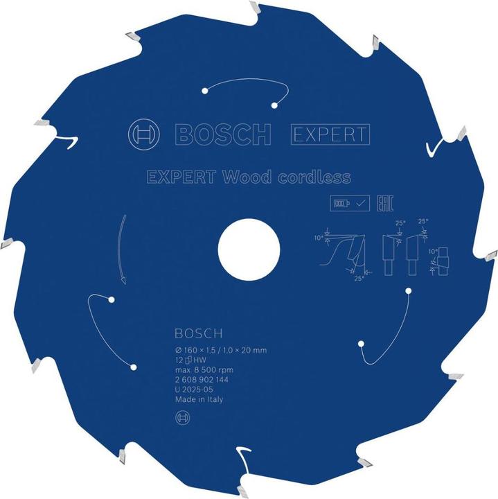 Productafbeelding Bosch Professional Zubehör EXPERT Wood Kreissägeblatt, 160x20 mm, T12