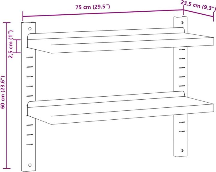 Immagine prodotto vidaXL Scaffale a muro (23,5 x 75 x 60 cm)