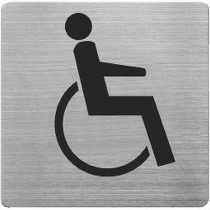 HP Autozubehör Panneau de porte/d'information L90xH90 mm Fenêtre WC handicapés Dosseret en acier inoxydable brossé