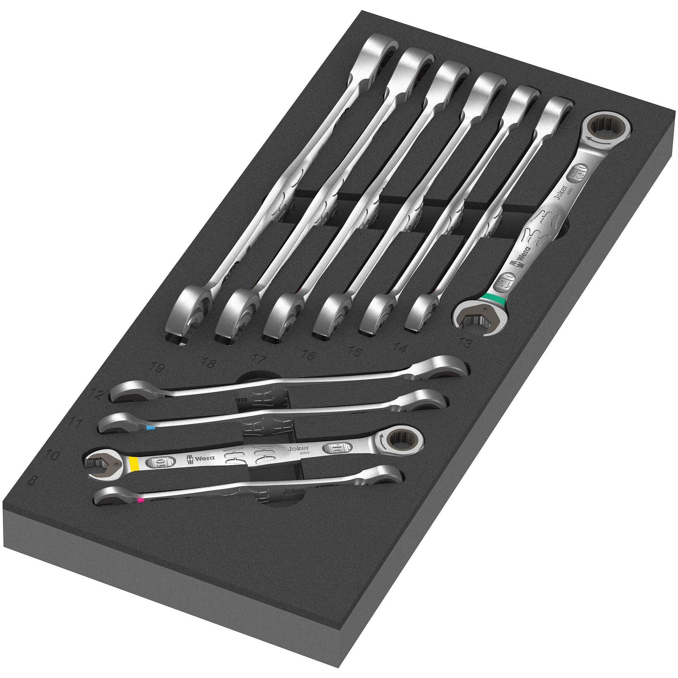 Wera, Schraubenschlüssel, 9730 Schaumstoffeinlage 6000 Joker Set 1 (8 mm, 10 mm, 11 mm, 17 mm, 14 mm, 15 mm, 18 mm, 19 m...