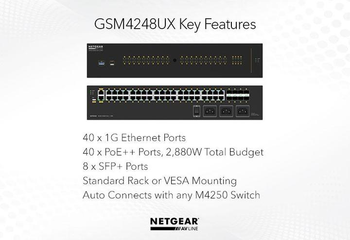 Immagine prodotto Netgear Switch 40x GE GSM4248UX-100EUS (10-Gigabit) linea AV (48 porte)