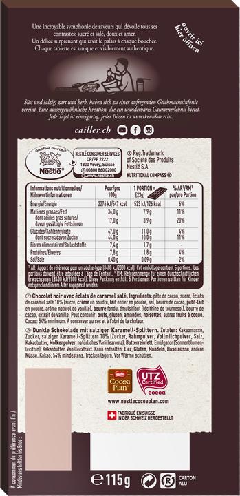 Produktbild Cailler Les Recettes de L'Atelier Tafelschokolade Dunkel mit Karamell (100 g)