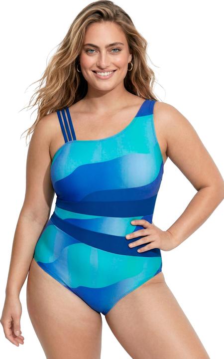 Actual product image Ulla Popken Ombre Wave Split Strap One Piece Swimsuit (52)